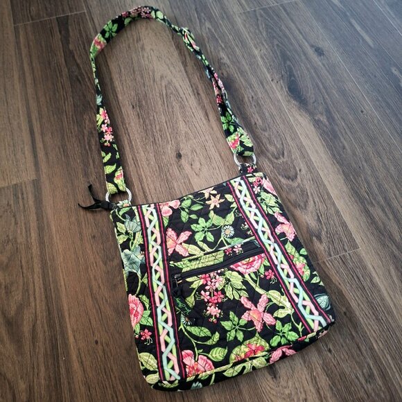 💙 Vera Bradley Hipster Botanical Crossbody Bag Y2K Quilted Cotton Vibrant - Picture 1 of 8